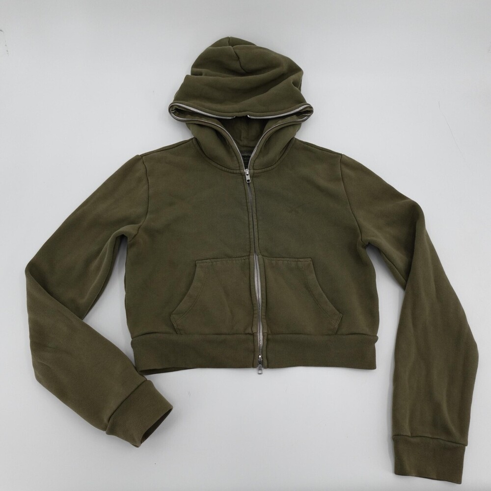 SpaceX Hoodie Womens Medium Green Full Zip Cropped Fleece Sweatshirt FUll Zip